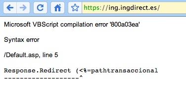 Error en la página de Ing Direct